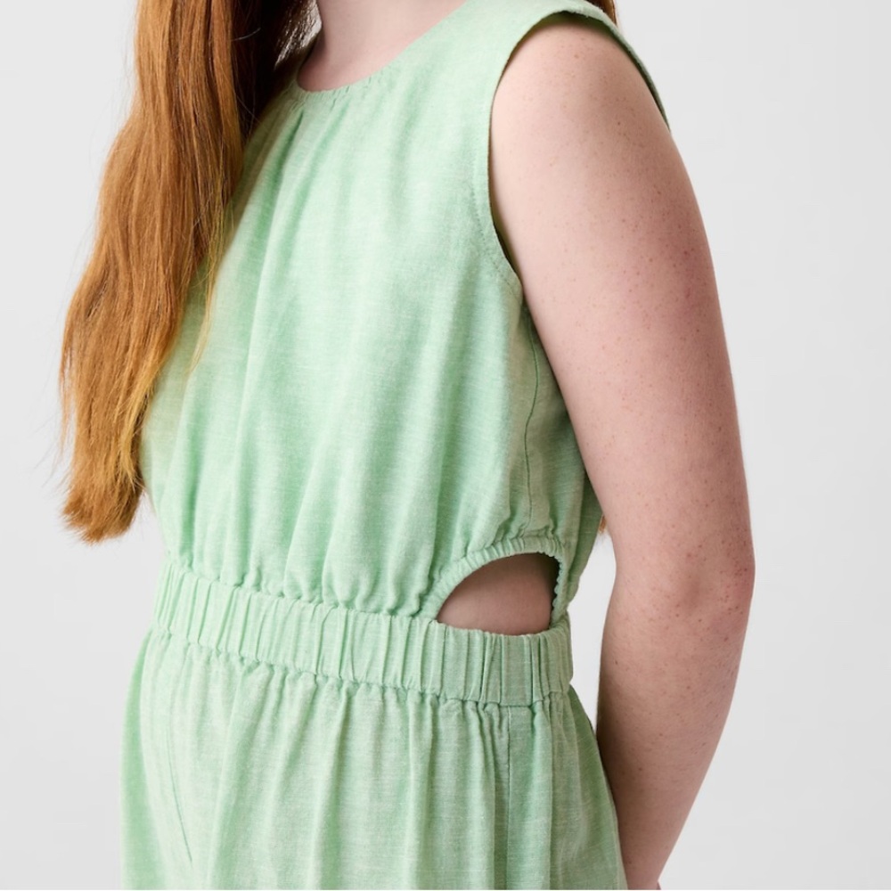 NWT GAP Kids Mint Green Sleeveless Linen Cotton Jumpsuit